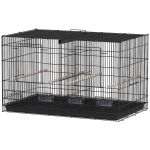 PawHut 18" H Bird Cage, Large Parakeet Cage for Budgie, Lovebird, Canary, Finches with Divider, Black