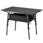 Outsunny 3ft Aluminum Small Folding Table, Portable Camping Table with Storage Bag, Carry Bag for Outdoor Picnic BBQ, Black