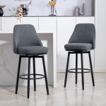 HOMCOM Modern Bar Stools, Set of 2 Swivel Kitchen Chairs, Dark Gray