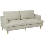 HOMCOM 3 Seater Sofa, 74" Modern Corduroy Upholstered Couch with Thick Spring Cushions, Solid Wood Legs, Armrests, Beige