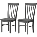 HOMCOM Wooden Dining Chairs Set of 2, Farmhouse Upholstered Kitchen Chairs with Rubber Wood Frame, Black and Gray