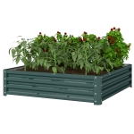 Outsunny 4' x 4' x 1' Raised Garden Bed Galvanized Steel Planter Box for Vegetables, Flowers, Herbs, Green