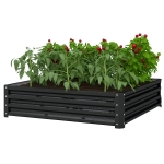 Outsunny 4' x 4' x 1' Raised Garden Bed Galvanized Steel Planter Box for Vegetables, Flowers, Herbs, Grey
