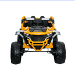 12V 2-Seater Kids Electric UTV Ride-On with Remote Control, Electric Go-Kart with Music & Flashlights, 45.5" L x 28.5" W x 24.5" H, Yellow+Black