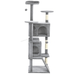 PawHut 54" Cat Tree, Multi-Level Cat Tower with Scratching Posts, Cat Condos, Bed, Platforms, Ramp, Toy Ball, Light Grey
