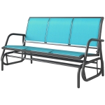 Outsunny 3-Seat Outdoor Glider Chair, Patio Rocking Chair, Steel Frame, Sling Fabric Seat for Garden, Backyard, Lawn, Blue