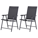 Outsunny 2-Piece Folding Dining Chair Set for Relaxing on Patio, Balcony, or Garden, Comfortable Outdoor Furniture with Armrests, Black