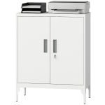 HOMCOM Office Storage Cabinet with Lock, Filing Cabinet with Adjustable Shelves and Doors for Home Office, Garage, White