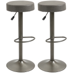 HOMCOM Modern Adjustable Bar Stools Set of 2, Swivel Barstool with Footrest, PU Leather Round Top for Kitchen, Dark Grey