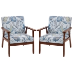 HOMCOM 2 PCS Modern Accent Chairs with Cushioned Seat, Upholstered Linen-Feel Armchair for Bedroom, Living Room, Multicolored