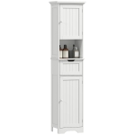 HOMCOM 67" Tall Bathroom Storage Cabinet, Narrow Bathroom Cabinet with LED Light, Adjustable Shelf, Open Compartment, Drawer