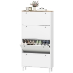 HOMCOM Narrow Shoe Cabinet with 4 Flip Drawers, Shoe Storage Cabinet with Adjustable Shelves, Holds 24–32 Pairs, White