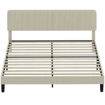 HOMCOM King Size Bed Frame with Adjustable Upholstered Headboard Platform Bed Frame Wood Slat Support Noise Free Light Grey