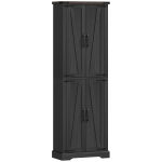 HOMCOM 72" Pantry Cabinet, Farmhouse Freestanding Kitchen Storage Cabinet with Adjustable Shelves for Dining Room, Black