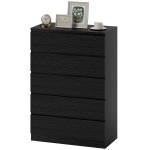 HOMCOM Dresser for Bedroom with 5 Drawers, Modern Chest of Drawers for Living Room, Closet, Hallway, Black