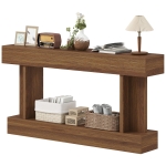 HOMCOM 63 Inch Long Console Table, Vintage Narrow Entryway Table with Storage Shelf for Living Room and Hallway, Dark Brown