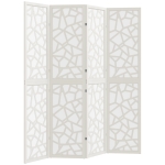 HOMCOM 4 Panel Room Divider, 5.6 FT Lightweight Folding Privacy Screen with Geometric Pattern for Living Room, Bedroom, White