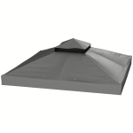 Outsunny 10' x 10' Gazebo Canopy Replacement Cover, 2-Tier Garden Gazebo Roof Replacement, UPF30+, TOP COVER ONLY, Dark Grey