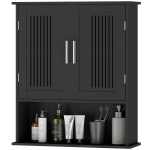 kleankin Modern Wall Mount Bathroom Cabinet, Storage Organizer with 2 Door Cabinet and Shelf, Black