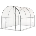 Outsunny  3 x 2 x 2 m Polytunnel Greenhouse with Roll-up Door and Mesh Window, Wind Resistant Walk-in Grow House Tent with Steel Frame,, Clear