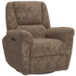 HOMCOM Power Recliner Chair, Fabric Upholstered Recliner Chair with USB Ports, Swivel and Rocking Function, Footrest