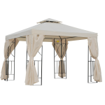 Outsunny 10' x 10' Patio Gazebo Outdoor, Canopy Shelter with Double-tier Roof, Pavilion Sidewalls for Garden Events, Cream White