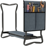 Outsunny Garden Kneeler and Seat, Foldable Gardening Stool Bench with Thick EVA Foam Kneeling Pad and 1 Large Tool Pouch, Grey