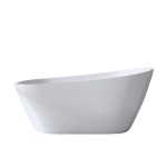 59" Special-Shaped Freestanding Slipper Bathtub with Chrome Overflow, Soaking Tub with Pop-Up Drain, 59" L x 30" W x 27.5" H, White