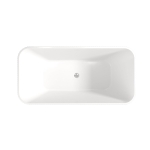 59" Rectangle Freestanding Acrylic Soaking Tub with High-Gloss Surface, Bathtub with Pop-Up Drain, 59" L x 29.5" W x 23" H, Gloss White