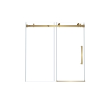 Frameless Shower Door with Anti-Shatter Safety Film and Bottom Water-Blocking Strip, Panel for Bathroom, 60" L x 0.5" W x 60" H, Brushed Gold