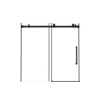 Frameless Sliding Shower Door with Smooth Quiet Stainless Steel Rollers & Round Tracks, Panel for Bathroom, 60" L x 0.5" W x 60" H, Matt Black