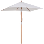 Outsunny 6.6x5ft  Fir Wooden Patio Umbrella Square Market Parasol Tilt Mechanism 6 Ribs Garden Sunshade, Cream White