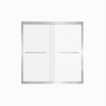 Double Sliding Shower Door with Explosion-Proof Safety Film, Stainless Steel Long Handle, Panel for Bathroom, 60" L x 0.5" W x 60" H, Brushed Nickel