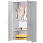 HOMCOM Wardrobe Cabinet with 2 Doors and Hanging Rod, Modern Armoire Wardrobe Closet for Bedroom, White Wood Effect