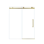 Frameless Shower Door with Anti-Shatter Safety Film and Bottom Water-Blocking Strip, Panel for Bathroom, 60" L x 0.5" W x 76" H, Brushed Gold