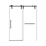 Sliding Bathtub Door with Waterproof Seals and Tempered Glass, Bathroom Door with Towel Bar Handle, 54" L x 0.5" W x 76" H, Matte Black