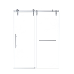 60" Sliding Shower Door with Waterproof Seals and Tempered Glass, Bathroom Door with Towel Bar Handle, 60" L x 0.5" W x 76" H, Brushed Nickel