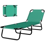 Outsunny Outdoor Folding Lounge Chair, Steel Tanning Chair with Reclining Back, Breathable Mesh for Beach, Yard, Patio, Green