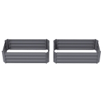 Outsunny Set of 2 Raised Garden Bed, Steel Elevated Planter Box for Flowers, Herbs, Succulents, 39"x20"x12", Dark Grey