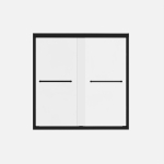 Double Sliding Shower Door with Explosion-Proof Safety Film and Stainless Steel Long Handle, Panel for Bathroom, 60" L x 0.5" W x 60" H, Matt Black