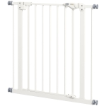 PawHut 30 Inch Tall Pet Gate with Door Dog Gate and Barrier Indoor for Stairs, Pressure-Mounted Safety Gate, White