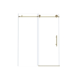 Frameless Shower Door with Anti-Shatter Safety Film and Bottom Water-Blocking Strip, Panel for Bathroom, 60" L x 0.5" W x 76" H, Brushed Gold