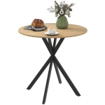 HOMCOM 31.5" Industrial Round Dining Table - White Oak