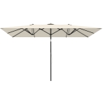 Outsunny Double-Sided Patio Umbrella Parasol with Tilt, Adjustable Height, Vents and 12 Ribs, for Garden, White