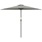 Outsunny 9ft Half Round Umbrella Outdoor Patio Garden Balcony Parasol Window Sun Shade w/ 5 Ribs Light Grey