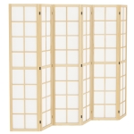 HOMCOM 6 Panel Room Divider, 5.6 ft Folding Wall Divider Room Partition for Home Office, Bedroom, Living Room, Natural Wood