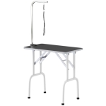 PawHut Foldable Pet Grooming Table for Dogs Cats with Adjustable Arm, Non-slip Surface, Black
