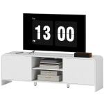 HOMCOM TV Stand for up to 65 Inch TV, Nordic Entertainment Center with 2 Cabinets and 2 Open Shelves for Living Room, White