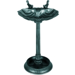 Outsunny 32" Bird Bath with Decorative Birds, Vintage Birdbath with Flower Planter Base for Garden, Bronze Green