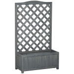 Outsunny Wood Planter with Trellis for Vine Climbing, Raised Garden Bed to Grow Vegetables for Backyard, 28" x 11" x 46", Grey